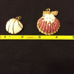 Novelty gold trimmed seashell pendants